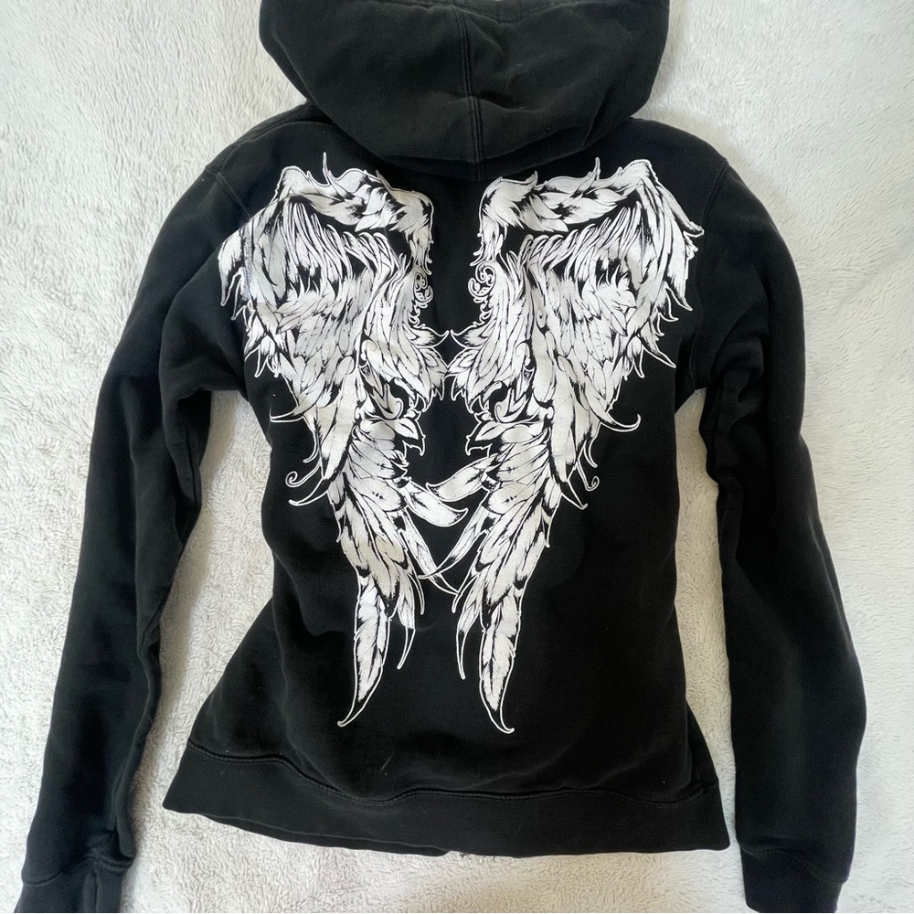 Metal Mulisha Black Hoodie with White Wing Design